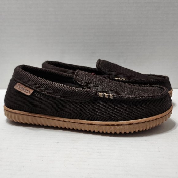 dearfoams Men\'s Herringbone Slip-On Slippers - Brown and Cream dearfoams | Shoes | Dearfoam Mens Moccasin Slippers  main image 3